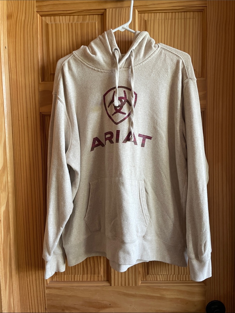 Ariat Tan Hoodie with Maroon Logo
